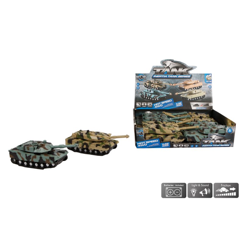 TANK MET LICHT EN GELUID 18CM ASSORTI - 313 0025 - 313-0025