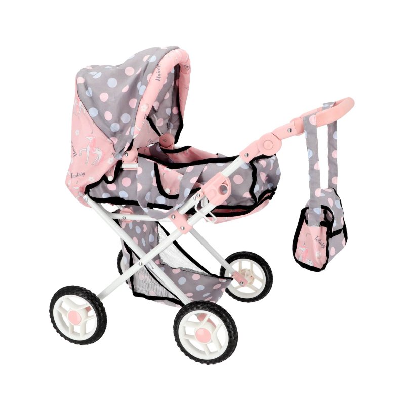 POPPENWAGEN 2 IN 1 GRIJS/ROZE 66,5X37X69 - 552 0642 - 552-0642