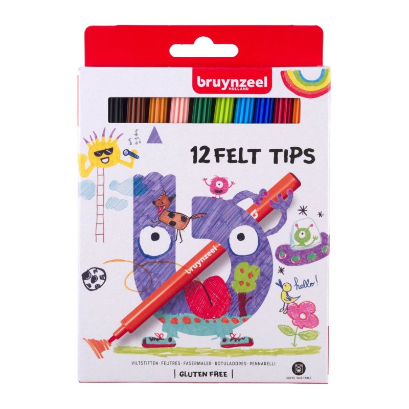 BRUYNZEEL VILTSTIFTEN SET 12 KLEUREN - 650 1112 - 650-1112