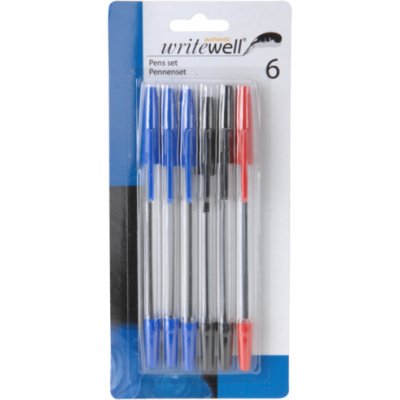 PENNENSET WRITEWELL 6ST BLAUW/ROOD/ZWART - 8711295691072 1 - *0010136210