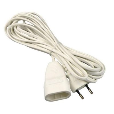 EURO VERLENGSNOER 5 METER 2X0.75MM  WIT - 8715063610890 - 61089