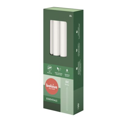 BOLSIUS DINERKAARS 230/20 8 STUKS - WIT - 8717847159854 - 8717847159854