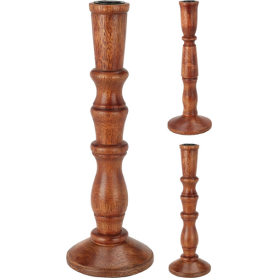 HOME EN STYLE KANDELAAR 28CM HOUT BRUIN - 8720573605861 - A67100540