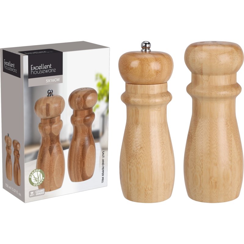 BAMBOO PEPER EN ZOUTMOLEN SET 16CM - 8721037028202 - 8721037028202