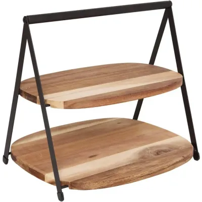ETAGERE 2 LAAGS HOUT / IJZER 27X25X25 - Tt - 210001650